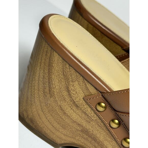 Michael Kors Clogs Mules Women's Size 8 Scarlett Gold Chain/Studded Chocolate - Picture 11 of 14